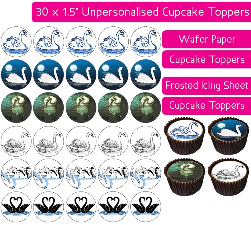Swans - 30 Cupcake Toppers