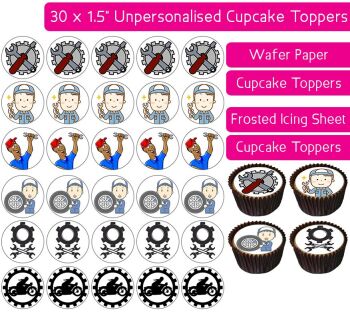 Mechanic - 30 Cupcake Toppers