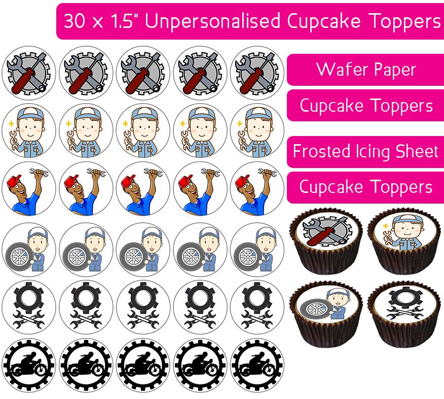 Mechanic - 30 Cupcake Toppers