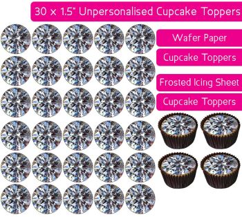 Diamond Gem Pattern- 30 Cupcake Toppers