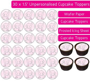 Baby Pink Elephants - 30 Cupcake Toppers