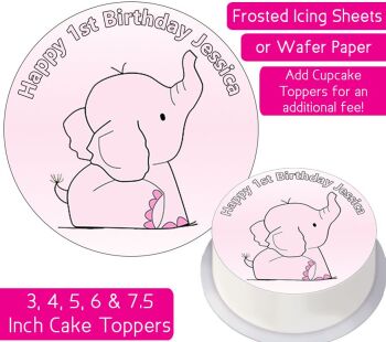 Baby Pink Elephant Personalised Cake Topper