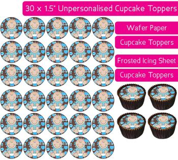 Baby Blue - 30 Cupcake Toppers