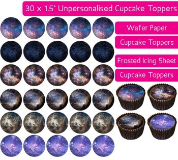 Space Stars Nebula - 30 Cupcake Toppers
