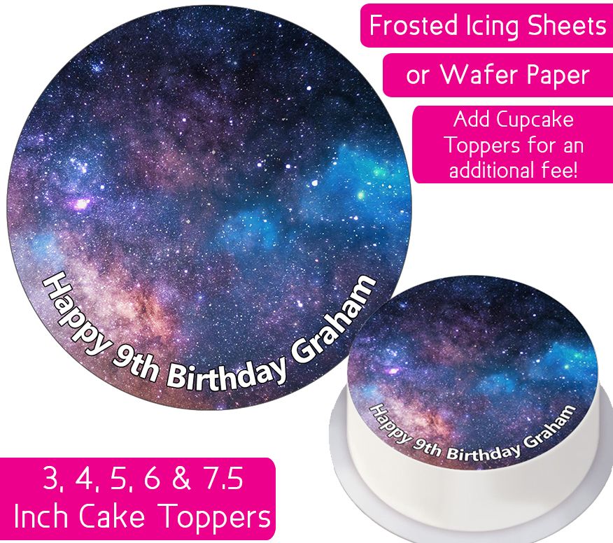 Space Stars Nebula Personalised Cake Topper