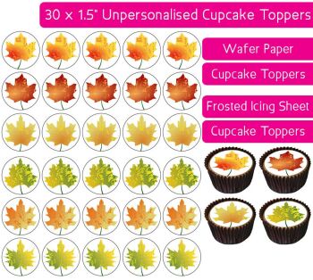 Autumn Leaves - 30 Cupcake Toppers