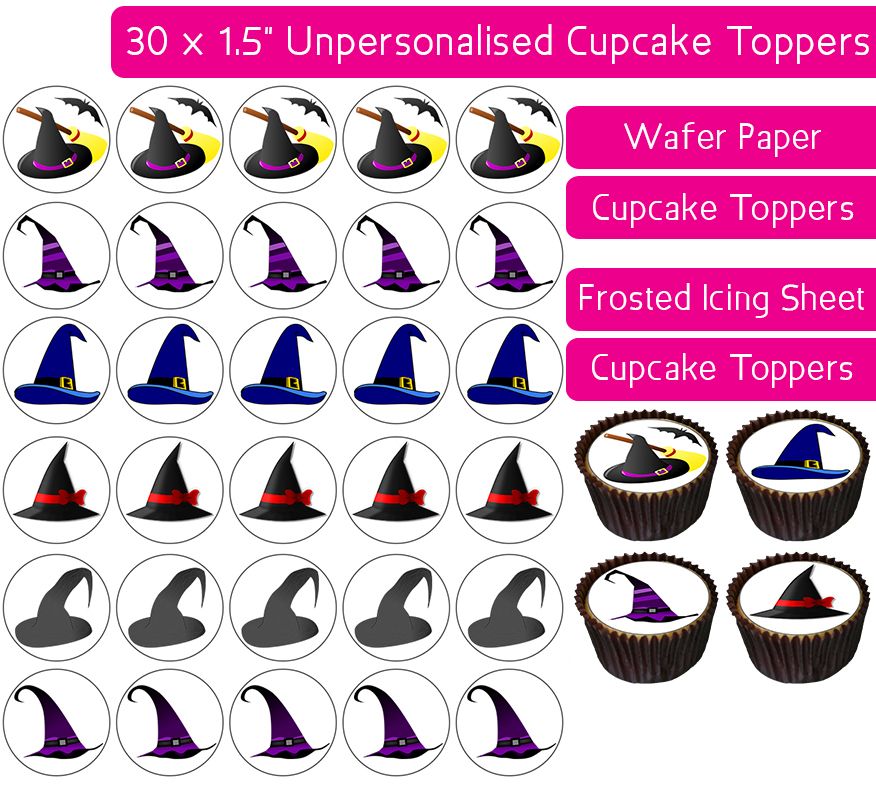 Witches Hats - 30 Cupcake Toppers