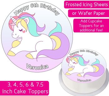 Unicorn Colourful Personalised Cake Topper
