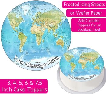 World Map Personalised Cake Topper