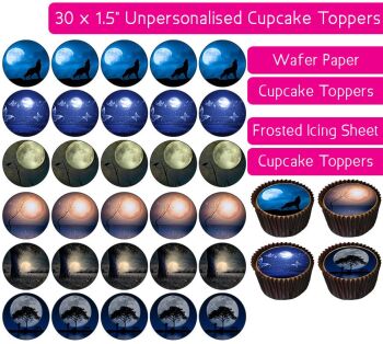 Full Moon - 30 Cupcake Toppers