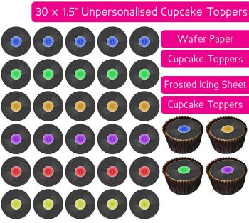 Vinyl Records - 30 Cupcake Toppers