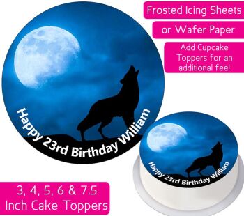 Full Moon Wolf Personalised Cake Topper