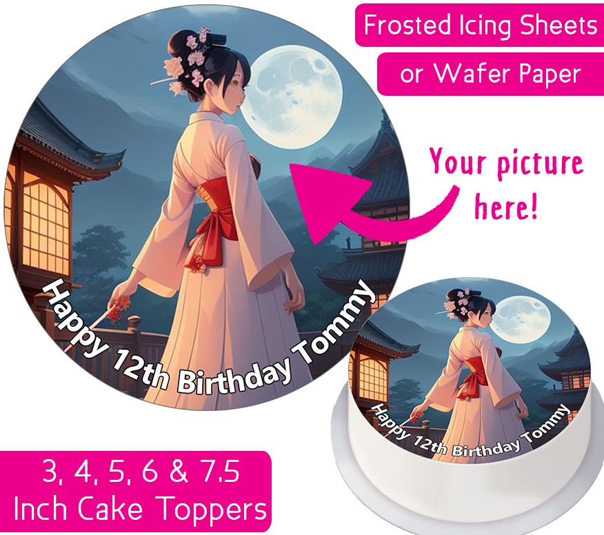 Any Anime Waifu Round Cake Topper