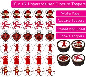 Red Devils - 30 Cupcake Toppers