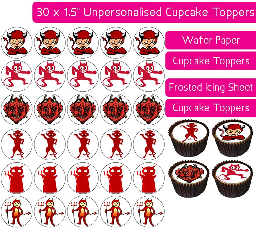 Red Devils - 30 Cupcake Toppers