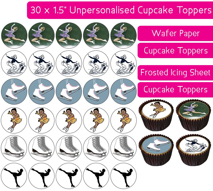 Ice Skating - 30 Cupcake Toppers
