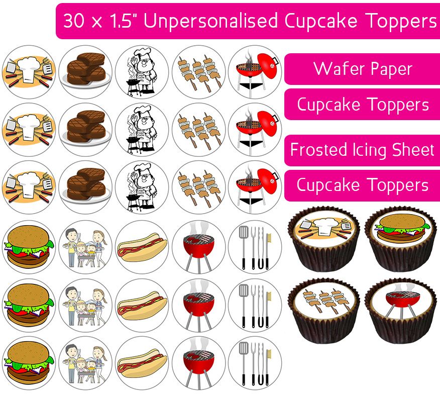 Barbeque - 30 Cupcake Toppers