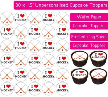 Hockey - 30 Cupcake Toppers