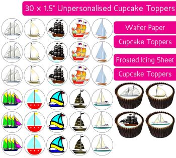 Boats - 30 Cupcake Toppers