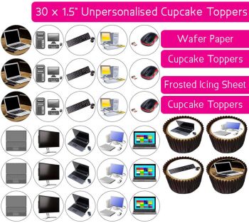 Computers - 30 Cupcake Toppers