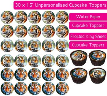 Tiger Cartoon - 30 Cupcake Toppers