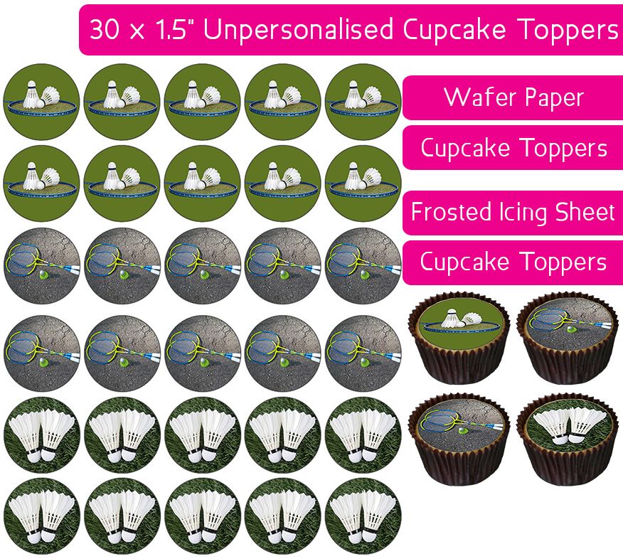 Badminton - 30 Cupcake Toppers