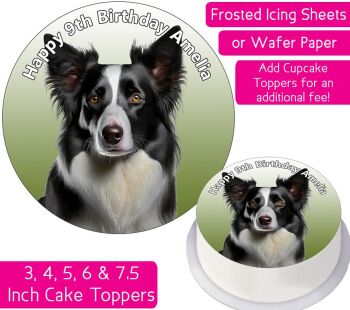 Dog Border Collie Personalised Cake Topper