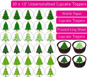 Christmas Trees - 30 Cupcake Toppers