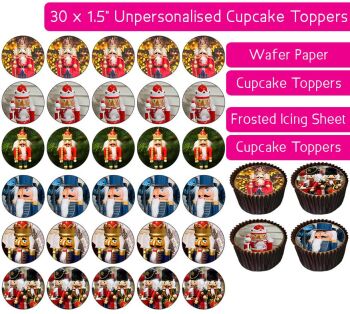 Christmas Nutcrackers - 30 Cupcake Toppers