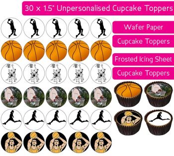 Basketball - 30 Cupcake Toppers