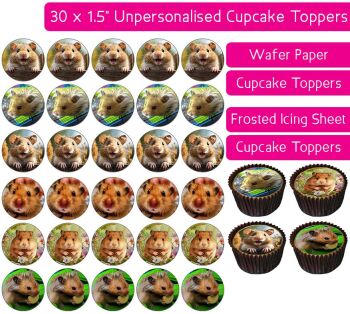 Hamster - 30 Cupcake Toppers