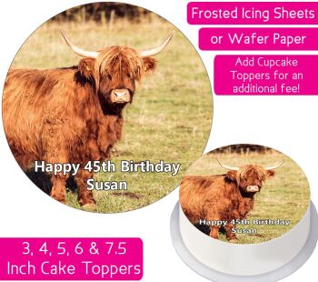 Highland Cow Personalised Cake Topper
