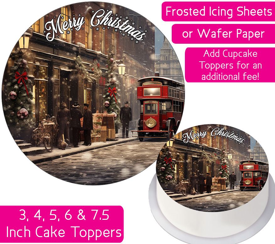 Christmas Vintage London Personalised Cake Topper