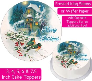 Christmas Robin House Personalised Cake Topper