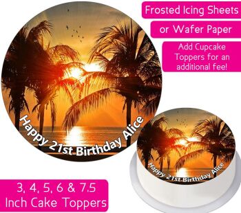 Holiday Sunset Personalised Cake Topper