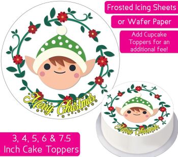 Christmas Cartoon Elf Personalised Cake Topper
