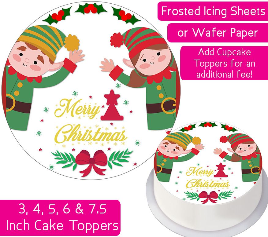 Christmas Elves Personalised Cake Topper