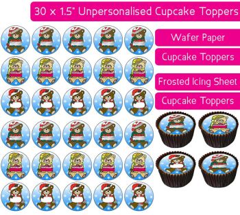 Christmas Bears - 30 Cupcake Toppers