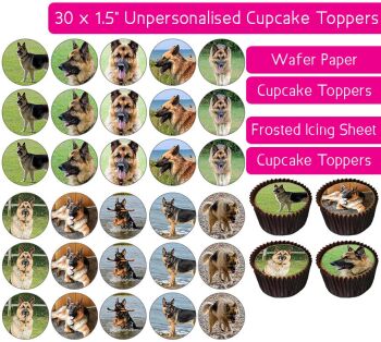 Dogs (German Shepherd) - 30 Cupcake Toppers
