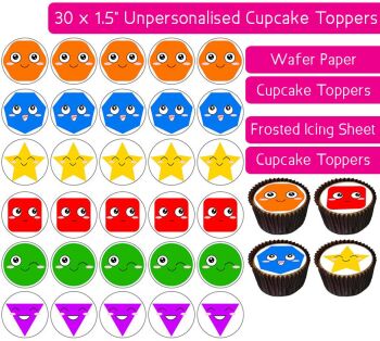 Geometric Shapes - 30 Cupcake Toppers