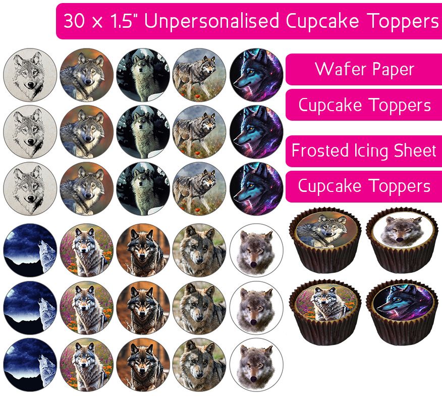 Wolf - 30 Cupcake Toppers