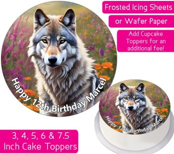 Wolf Cartoon Personalised Cake Topper