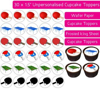 Table Tennis - 30 Cupcake Toppers