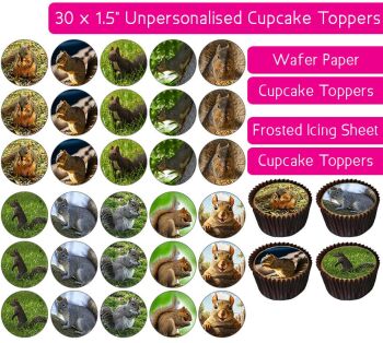 Squirrel - 30 Cupcake Toppers