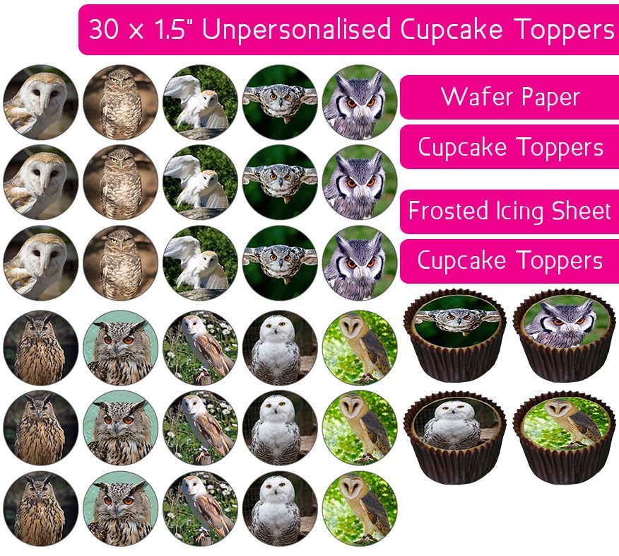 Owl - 30 Cupcake Toppers