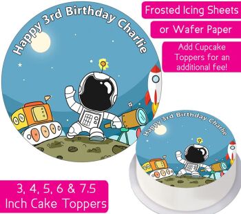 Astronaut Cartoon Personalised Cake Topper