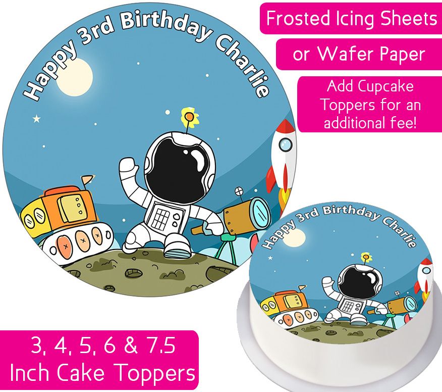 Astronaut Cartoon Personalised Cake Topper
