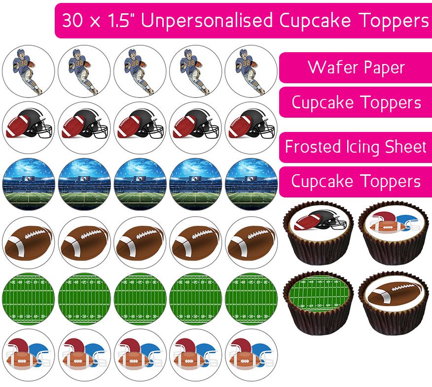 American Football - 30 Cupcake Toppers