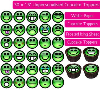Emoji Green - 30 Cupcake Toppers