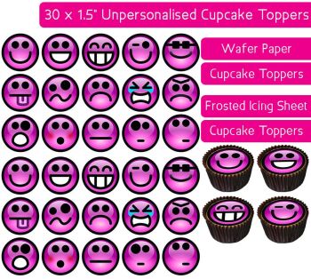 Emoji Purple - 30 Cupcake Toppers